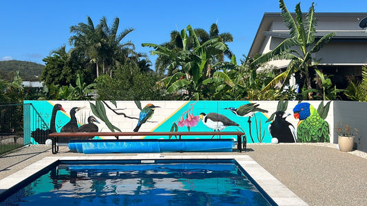 Private Bird Themed Pool Mural